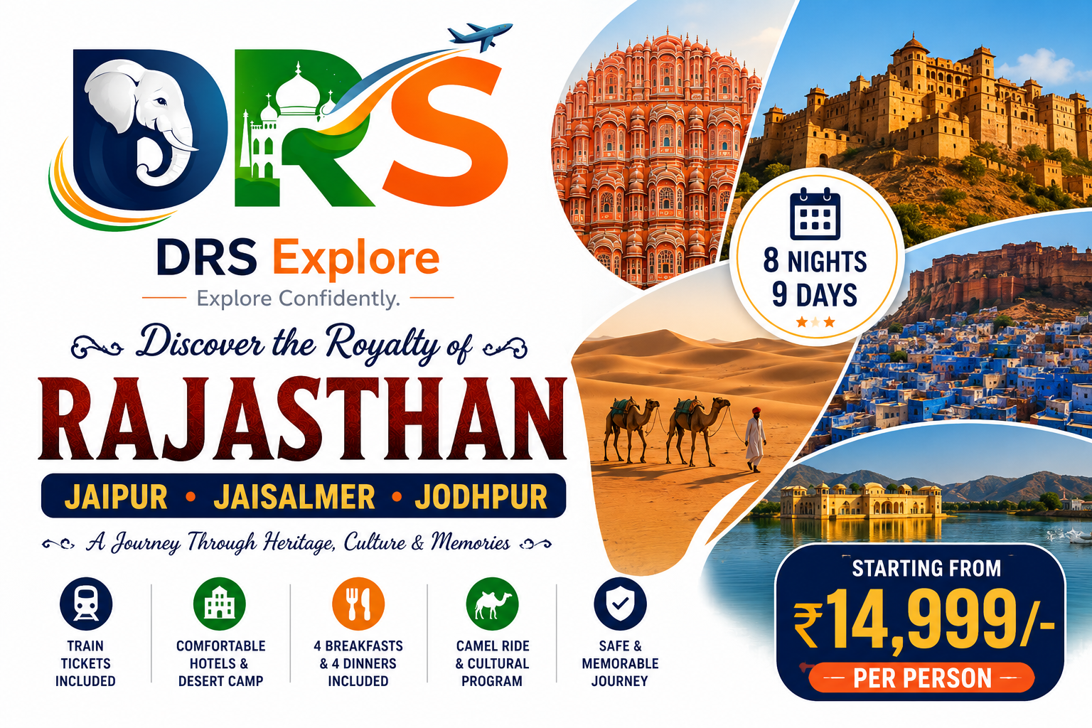 Royal Rajasthan Tour Package | Jaipur • Jaisalmer • Jodhpur | 8 Nights / 9 Days